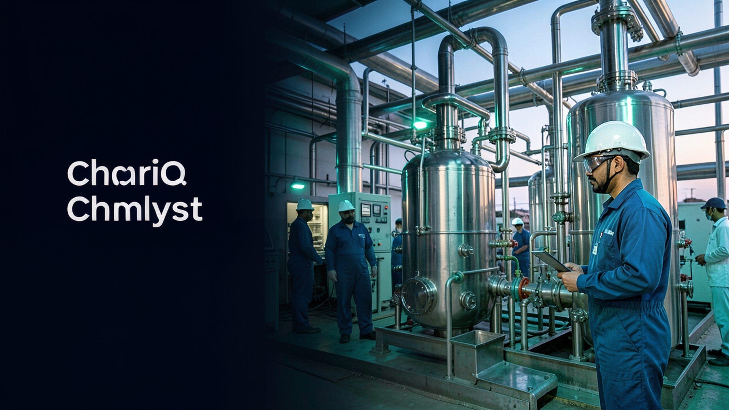 Process engineer reviewing glass-lined and stainless reactors in a chemical plant
