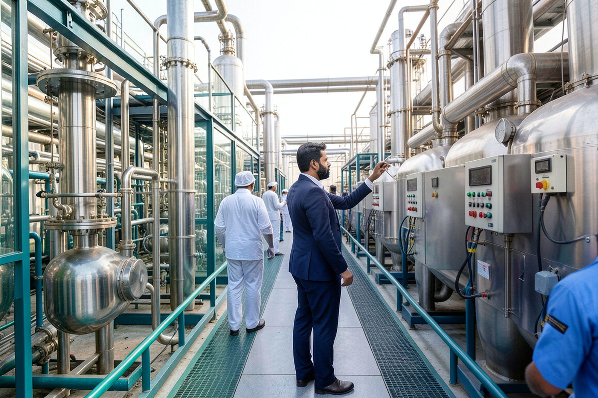 Assessor between a glass-lined reactor bay and a stainless reactor bay